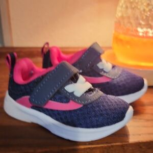 Kids Navy and Pink Velcro Sneakers